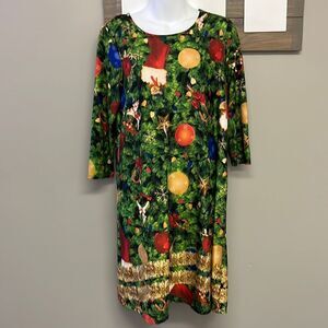 Dress Works Casual Christmas Tree with Ornaments Dress- Small